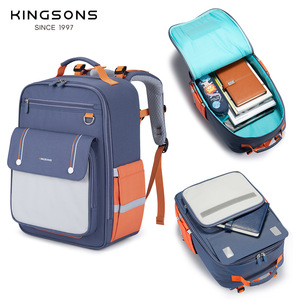 Kingsons <b>Student</b> <b>Backpack</b> 15 Inches With Interior Zipper Pocket For Elementary School Kids - Product Image 3