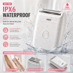 Mini rasoir électrique portable MRY <span class=keywords><strong>pour</strong></span> femme, épilateur corporel rechargeable avec tête à grille, étanche IPX6, Type-C, OEM ODM - Product Image 3