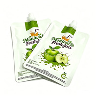 Pochette souple personnalisée imprimée en flexographie avec bec verseur, qualité alimentaire, multi-couches, pour jus de fruits (recharge)