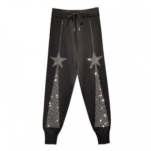 Pantalon cargo décontracté à taille élastique avec perles scintillantes et paillettes personnalisables, nouvelle arrivée pour filles - Product Image 1