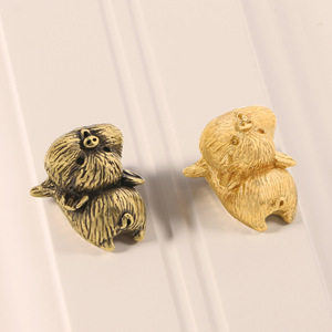 Poignées de meuble en laiton massif en forme de cochon pour chambre d'enfant, armoire, penderie, silhouette animale, crochet mural à trou unique, quincaillerie - Product Image 1