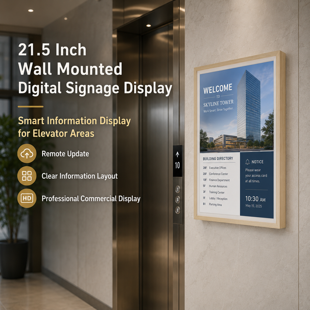 21.5 Inch Full HD Smart LCD Display Screen Android Wall Mounted Wooden Frame for Hotel Mall Store