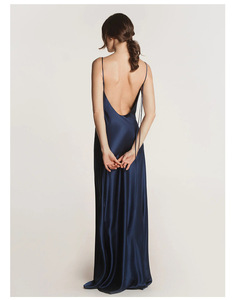 Lussuoso <span class=keywords><strong>abito</strong></span> Slip in seta di gelso con Design senza schienale e spalline regolabili Slim Fit Maxi <span class=keywords><strong>abito</strong></span> <span class=keywords><strong>lungo</strong></span> - Product Image 6