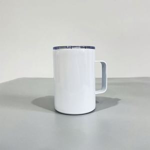 Blank Sublimation 12Oz Coffee Seamless Vacuum Camp Mugs With Handle and Slide Lids for <b>Hot</b> & Cold <b>Drinks</b> - Product Image 2