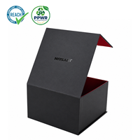 Boîte magnétique rigide en forme de livre, noire mate, recyclable, avec impression UV personnalisée de luxe, boîte cadeau magnétique en velours rouge pour ensemble professionnel