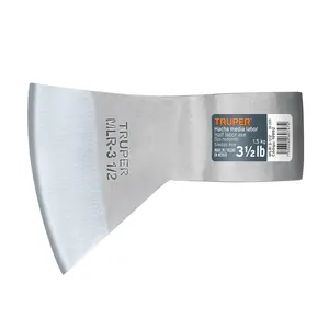 Truper 3-1/2 lb media ascia da lavoro con occhio tondo in acciaio ad alto tenore di carbonio testa di ascia di grado industriale accetta per il taglio e l'abbattimento - Product Image 1