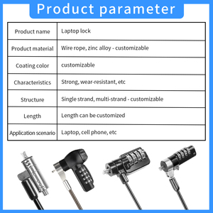 Kunci Keamanan Laptop Kualitas Tinggi Kunci Kombinasi Model Isi Ulang Tahan Api Kunci Kabel Ramping dengan Kata Sandi T Komputer - Product Image 5