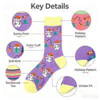 Chaussettes en coton à motif de Père Noël pour Noël, chaussettes unisexes tendance pour les fêtes, logo personnalisé OEM