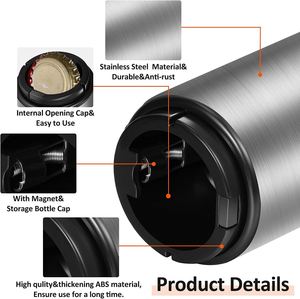 Stainless Steel Metal Automatic <b>Magnetic</b> Glass Bottle Openers Wine Bartender Tool Press & Pop Lid Open - Product Image 2
