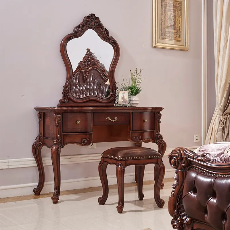 2020 neue Kommende Royal Luxus Antike Braun Massivholz Kommode Mit Spiegel Schlafzimmer Möbel