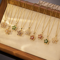 LUOYUNE Collier Pendentif Vintage Botanique en Laiton Plaqué Or 18K avec Breloque Fleur de Bauhinia en Zircon, Bijoux pour Commande en Gros OEM