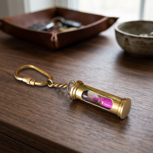 NauticalMart Brass Hourglass Keychain With Purple <b>Sand</b> <b>Timer</b> Carabiner For Christmas Birthday Easter New Year Gift - Product Image 5