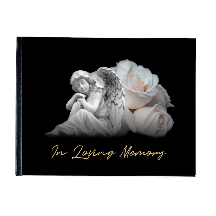 Пользовательский золотой тисненый кожаный твердый переплет Подпись память праздник жизни знак в книге похоронная Гостевая книга с изображением