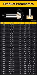सीएनसी वुडवर्किंग एंड मिल्स टंगस्टन वुड राउटर बिट 6470 के लिए HUHAO 1/2 1/4 शैंक राउंड बॉटम - Product Image 5