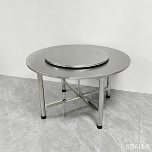 Table à manger ronde pliable en acier inoxydable, table séparable avec plateau tournant Lazy Susan, grande table <span class=keywords><strong>de</strong></span> repas pour Food Street - Product Image 6