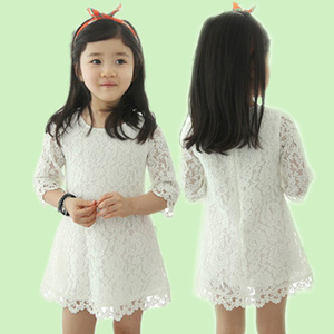 Vêtements pour enfants en gros, robe en dentelle à manches courtes pour filles, provenant d'un fournisseur chinois - Product Image 1