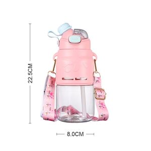 Botella de Agua Personalizada de 750 ml con Forma de Dibujo Animado, con Pajita, Portátil, con Correa para el Hombro, para el Verano - Product Image 5