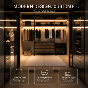 Dressing moderne de luxe pour chambre principale, solution tout-en-un pour toute la maison avec <span class=keywords><strong>porte</strong></span> vitrée et éclairage LED - Product Image 4