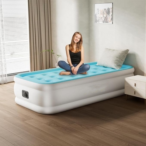 Single Size Waterproof Beach Hiking Relaxation Inflatable Air Bed Mattress with Soft Surface
