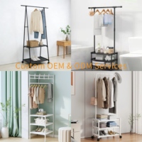 Perchero de ropa colgante de 2 niveles personalizado, de metal con ruedas, multifuncional, independiente, para baño y entrada