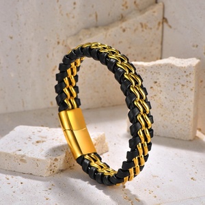 2024 Wholesale Stainless Steel Custom Logo Fashion Real <b>Leather</b> Bracelet for Men <b>Jewelry</b> - Product Image 4