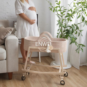 Panier de Moïse moderne en crochet doux fait main pour la sécurité des nouveau-nés, en corde tressée, idéal comme rangement original ou cadeau pour la chambre de maman ou le salon - Product Image 5