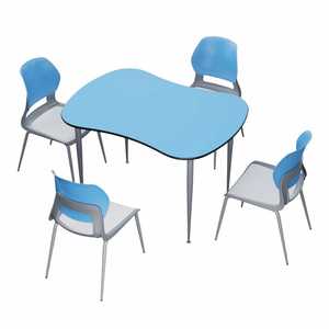 Conjunto de Mesa y Sillas Escolares Lin Ying para 4 Personas, Esquinas Redondeadas, Estilo Moderno Minimalista para Uso en el Aula - Product Image 1