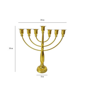 Metal Nine <b>Headed</b> Candlestick Hanukkah Candle Holder Home Decoration Centerpiece Durable Vintage <b>Style</b> - Product Image 4