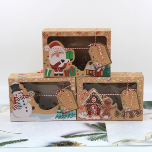 PVC Window Christmas Candy Biscuit Kraft Paper Gift <b>Box</b> Set of 4PCS - Product Image 1