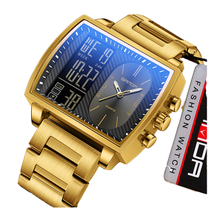 SANDA 6238 Bestseller, montre couple créative à grand cadran, montre-bracelet numérique à quartz multifonctionnelle, décontractée et professionnelle, à double affichage - Product Image 1