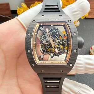 High-end Tonneau-shaped RM055 Automatic Mechanical Unisex Watch Ceramic Carbon Fiber Case Sapphire <b>Crystal</b> Rubber Band Butterfly - Product Image 4