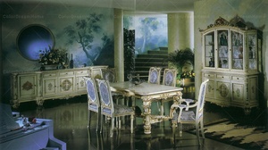 French Royal Luxury Wooden Armchair <strong>Green</strong> Fabric <strong>Accent</strong> <strong>Chair</strong> - Product Image 5