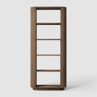 Bibliothèque haute ouverte moderne avec panneaux latéraux cannelés, étagère de présentation en bois de 91 pouces pour le rangement du salon, de la chambre ou du bureau