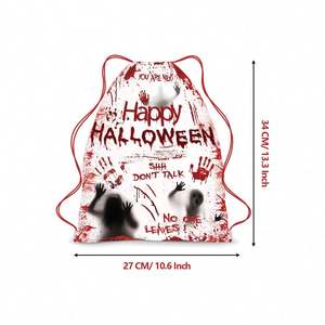 2023 Halloween Gift Candy Storage Bag Promotional Cartoon Waterproof Polyester <b>Drawstring</b> <b>Backpack</b> - Product Image 5