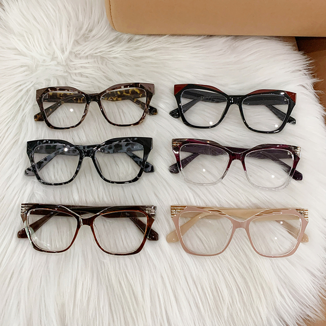 Factory Direct Sales New Fashionable Rectangle Metal Rimless Frame Anti-Blue Light Glasses Animal Photosensitive Color Changing