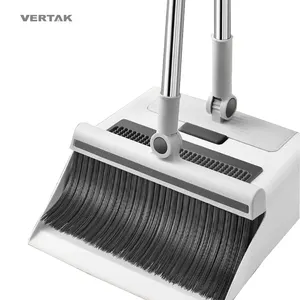 Vertak rotatable dust broom with dustpan home floor cleaning detachable broom and dustpan set