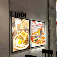 Boîte à lumière LED d'intérieur, panneau de menu en acrylique, support mural, cadre de signalisation publicitaire rectangulaire pour restaurant, café