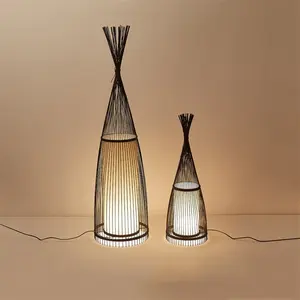 빈티지 현대 실내 대나무 램프 일본 플로어 조명 독서 등나무 대나무 플로어 램프 대나무 스탠드 플로어 스탠딩 램프