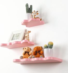 Ensemble de 3 étagères flottantes Cloud Wave-Étagères murales roses de style danois pour chambre et salle de bain - Product Image 6