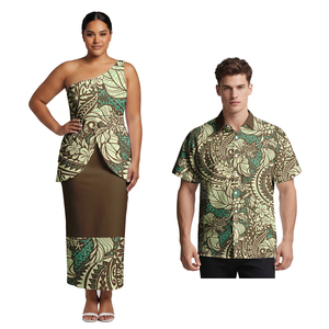 Ropa <span class=keywords><strong>de</strong></span> Pareja <span class=keywords><strong>de</strong></span> Estilo Polinesio, Camisas Casuales Hawaianas <span class=keywords><strong>de</strong></span> Talla Grande para Hombre, Diseño Tribal Samoano, Conjunto <span class=keywords><strong>de</strong></span> <span class=keywords><strong>2</strong></span> Piezas Puletasi para Mujer - Product Image 5