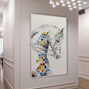 Pintura decorativa <span class=keywords><strong>de</strong></span> caballo grande pintada a mano, textura 3D, pintura colgante, arte <span class=keywords><strong>de</strong></span> pared, Animal, aceite divertido, pinturas <span class=keywords><strong>de</strong></span> caballos famosos - Product Image 1