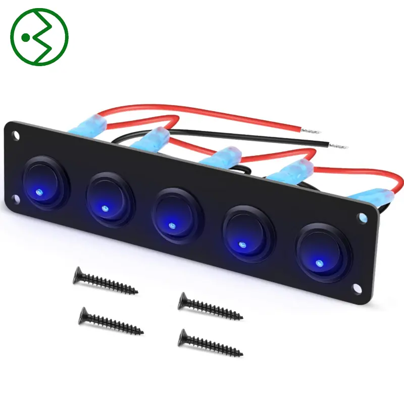 12V/24V 5 Gang 3 Pin Rocker Bảng Điều Chỉnh Chuyển Đổi Không Thấm Nước On-Off Chuyển Đổi Công Tắc Cho Xe Ô Tô Xe Trailer Xe Tải SUV Marine Thuyền RV Tàu