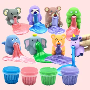 Kits de limo DIY de la mejor calidad para niños, juguetes con ventosa de pegamento de masilla de limo y huevo elásticos de cristal divertidos, unicornio, animales, venta al por mayor