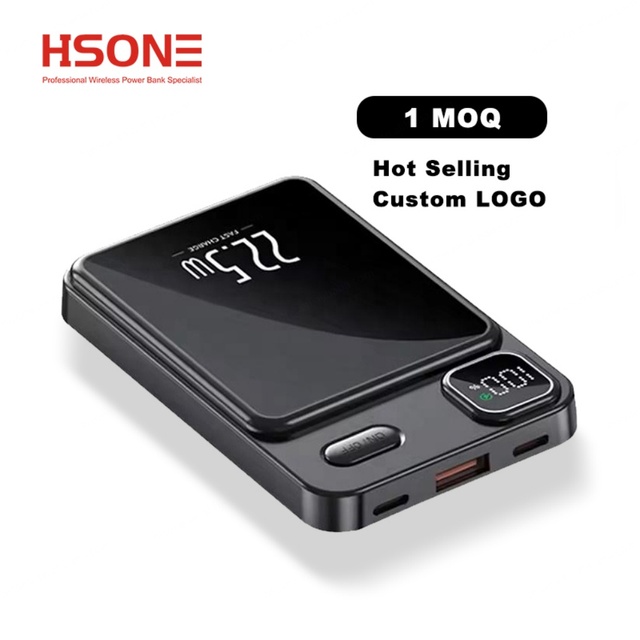 Portable Ultra Slim 10000mAh Mini Magnetic Wireless 2-in-1 Power Bank with Stand 15W/20W Fast Charging Type-C LED Display