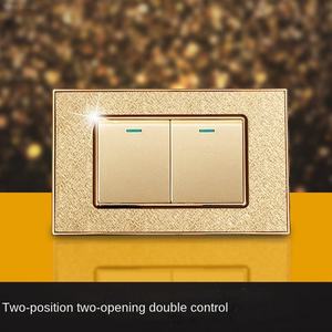 Interrupteur mural électrique à bouton-poussoir, design 2 groupes 1 canal, plaqué or acrylique, norme américaine, 2 groupes 2 pôles, homologué CE CB. - Product Image 2