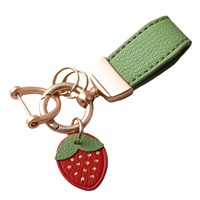 Porte-clés créatif fait main en cuir léger, motif fruits (fraise, orange), de haute qualité, mignon, pour la rentrée scolaire, décoration de sac