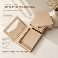 Boîte à bijoux magnétique à rabat en crème beige pour cartes VIP, avec pochette intérieure pour porte-cartes de remerciement - Vente en gros