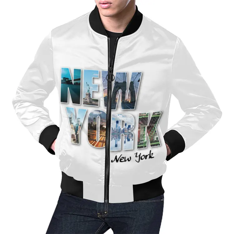 เสื้อแจ็กเก็ตแฟชั่นแบบบางสำหรับผู้ชาย,เสื้อแจ็กเก็ตพิมพ์ลายตัวอักษร New York สำหรับใส่ลำลอง