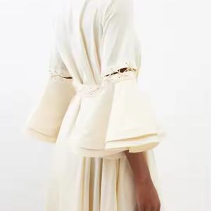 Robe décontractée élégante brodée à manches évasées respirante sur mesure 2025 pour femme – Vente en gros - Product Image 4