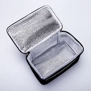 Schwarzer Polyester Oxford Chiller Bag Kühler Isolier beutel CANS Isolierte Verpackung ODM Lunch Tote Bag mit Front tasche